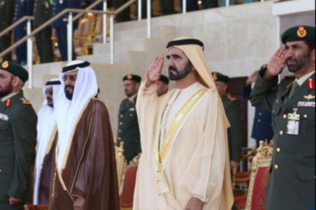 Mohammed bin Rashid attends the graduation ceremony of the 37th batch of cadet officers at the Zayed II Military College 