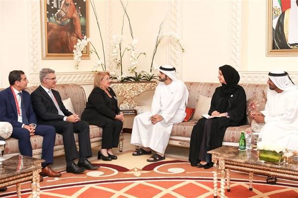 حمدان بن محمد بن راشد يستقبل رئيسة مالطا