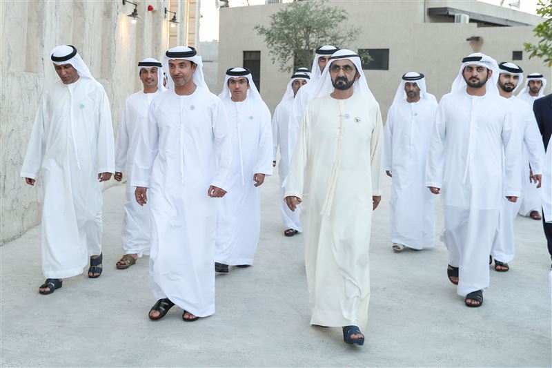 محمد بن راشد يستقبل هزاع بن زايد في مجلس الشندغة التراثي بدبي