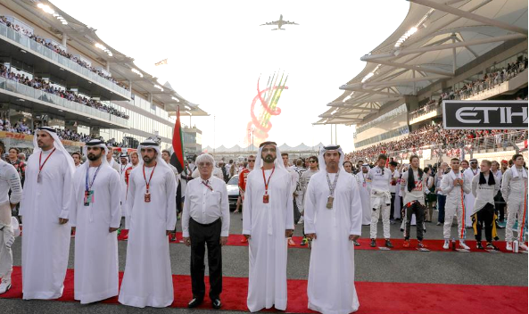 Mohammed bin Rashid, Mohamed bin Zayed and Crown Princes attend Formula 1 Grand Prix at Yas 