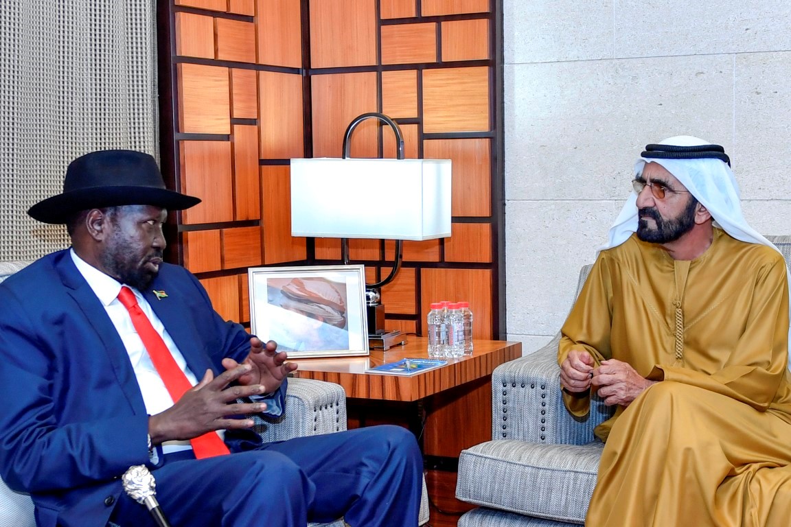 محمد بن راشد يستقبل رئيس جنوب السودان