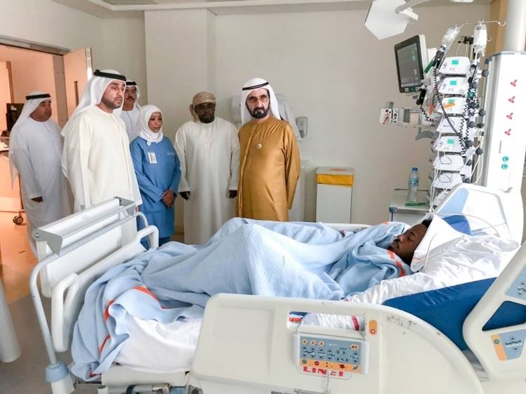 محمد بن راشد زار لاعب الجزيرة أحمد ربيع في المستشفى واطمأن على حالته