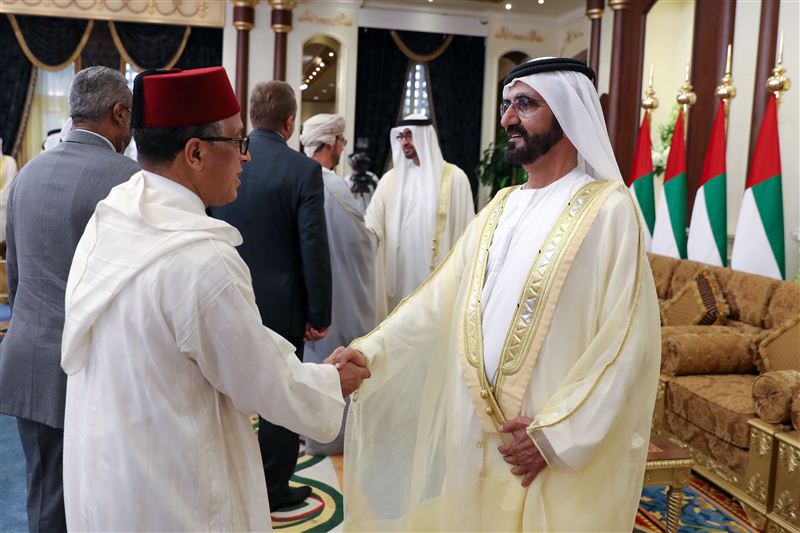 محمد بن راشد ومحمد بن زايد يستقبلان رؤساء البعثات الدبلوماسية والدولية لدى الدولة