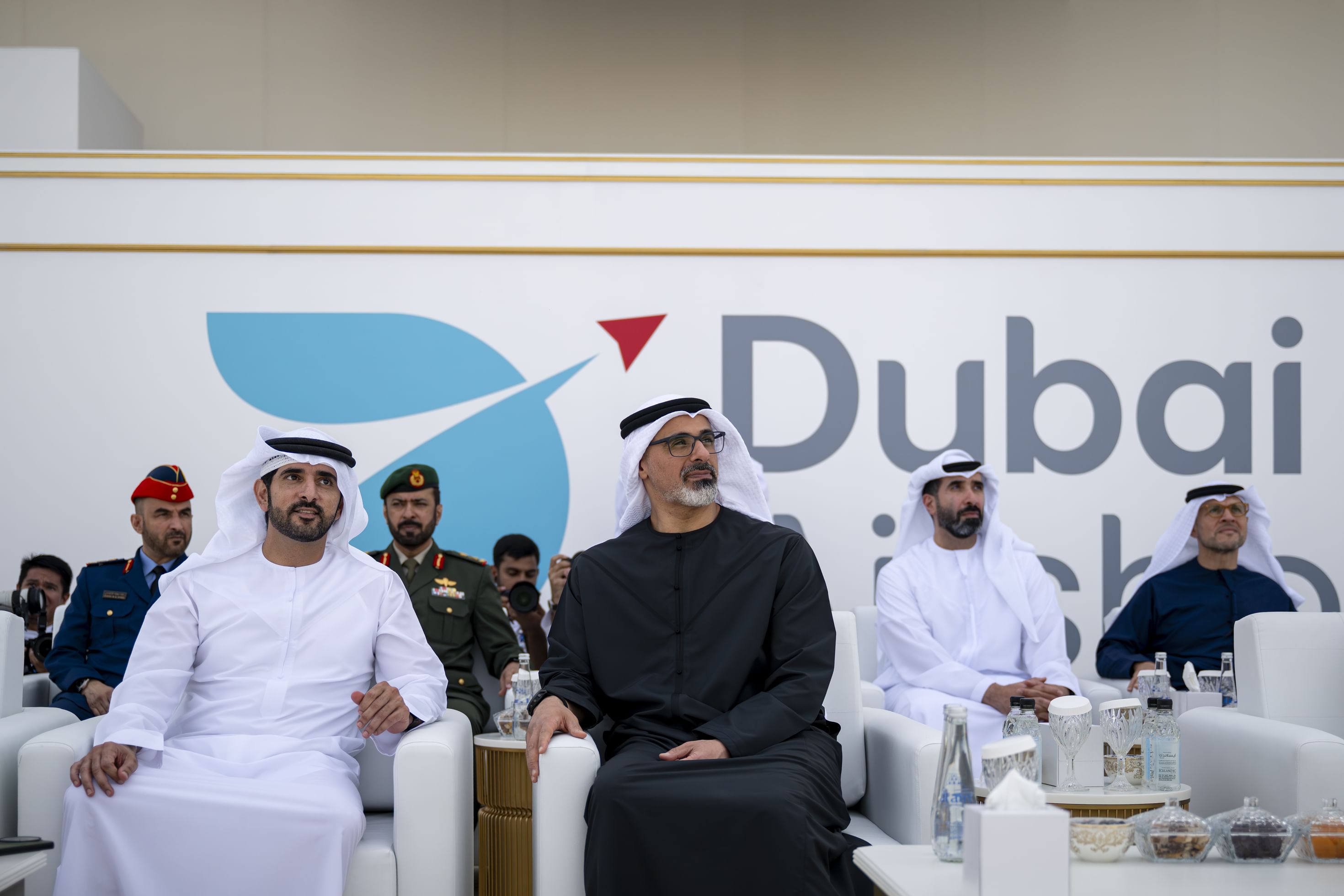 Khaled bin Mohamed, Hamdan bin Mohammed attend aerial display at Dubai Airshow 2025