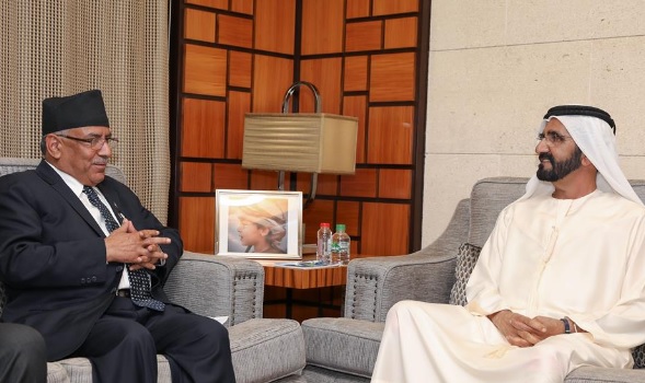محمد بن راشد يستقبل رئيس وزراء جمهورية نبيال