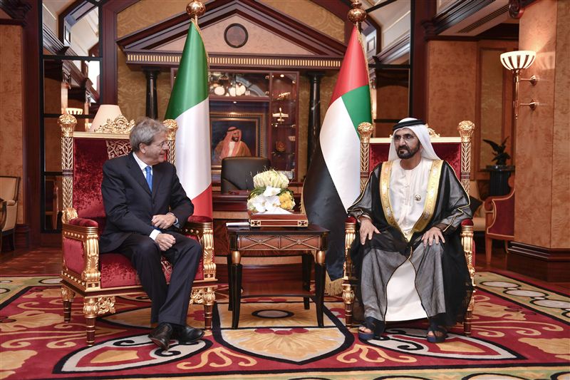 محمد بن راشد ورئيس وزراء إيطاليا يستعرضان العلاقات الثنائية وسبل تعزيزها