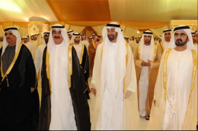 محمد بن راشد والحكام ومحمد بن زايد وأولياء العهود يحضرون أفراح آل نهيان