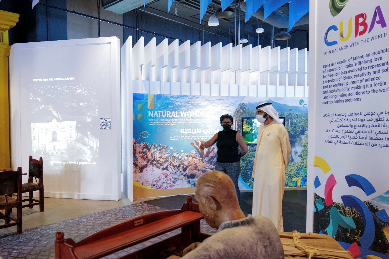 محمد بن راشد يزور جناحي بوليفيا وكوبا في إكسبو 2020 دبي