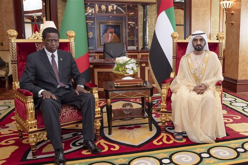 محمد بن راشد يستقبل الرئيس الزامبي