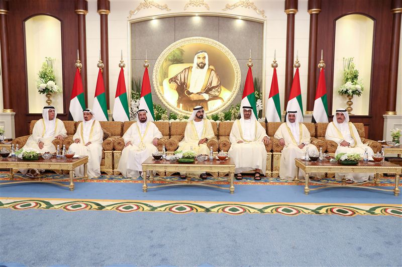 محمد بن راشد ومحمد بن زايد يستقبلان حكام الإمارات بمناسبة عيد الفطر السعيد