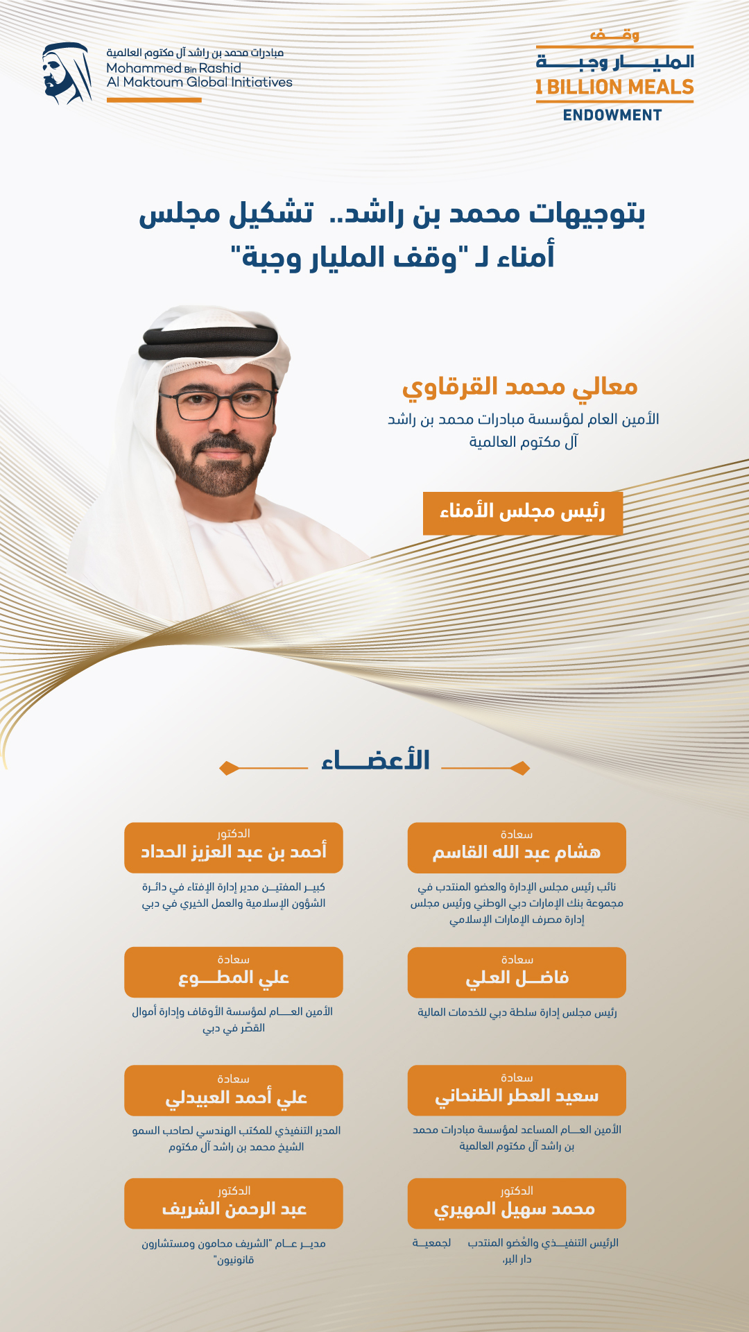 محمد بن راشد يوجه بتشكيل مجلس أمناء لـ"وقف المليار وجبة"