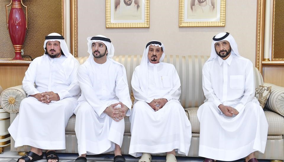 حكام عجمان والفجيرة ورأس الخيمة يقدمون واجب العزاء إلى حمدان بن محمد في وفاة منصور بن أحمد آل ثاني
