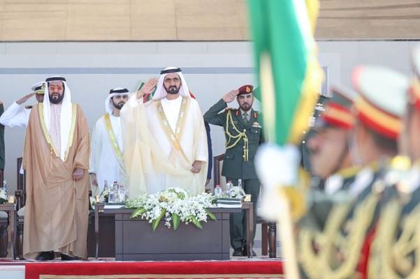Mohammed bin Rashid attends the graduation ceremony of Zayed Military College