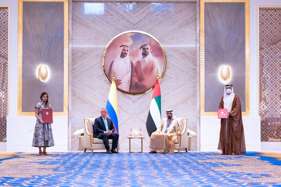 محمد بن راشد يبحث مع رئيس كولومبيا مستقبل العلاقات الثنائية بين البلدين