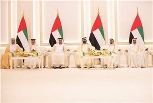 محمد بن راشد والحكام يحضرون أفراح آل نهيان وآل مكتوم