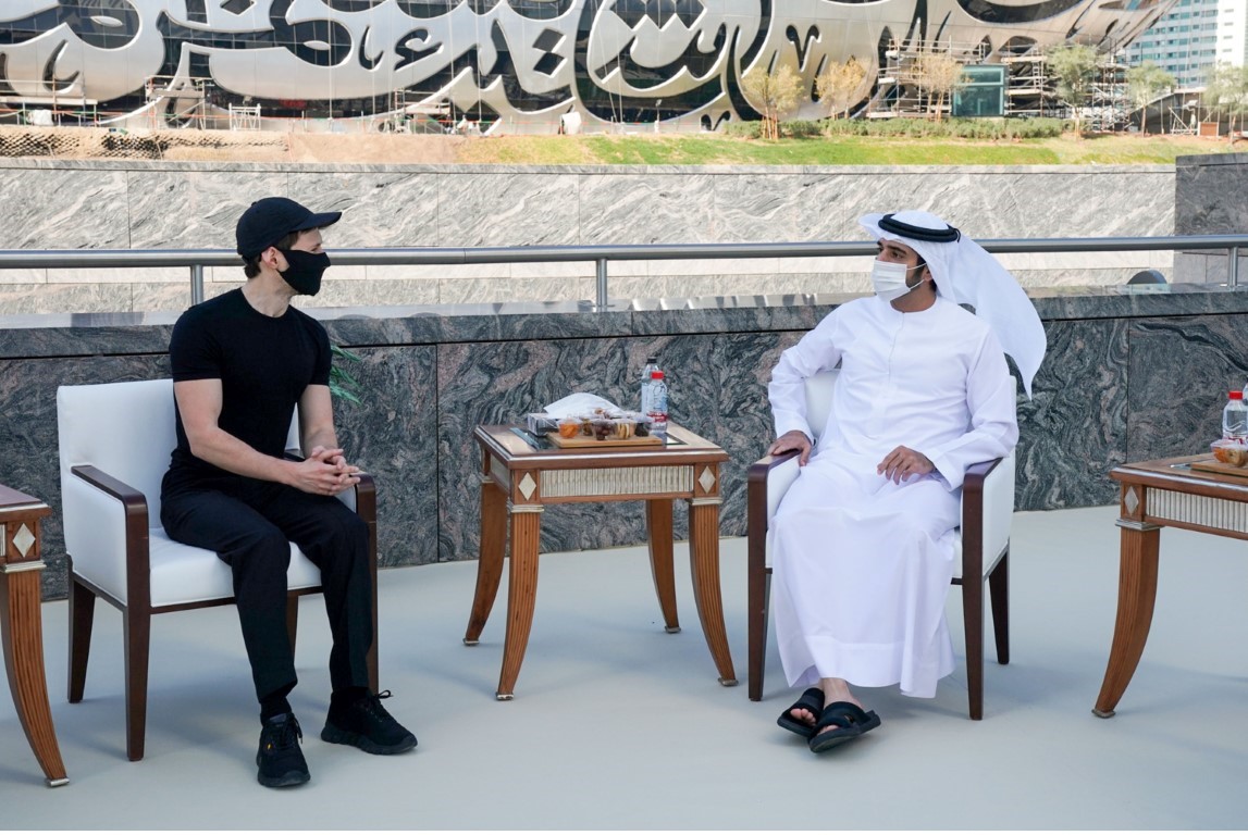 حمدان بن محمد يستقبل مؤسس تطبيق "تيليجرام" العالمي
