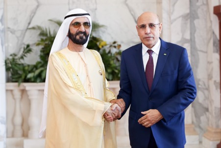 محمد بن راشد يستقبل الرئيس الموريتاني
