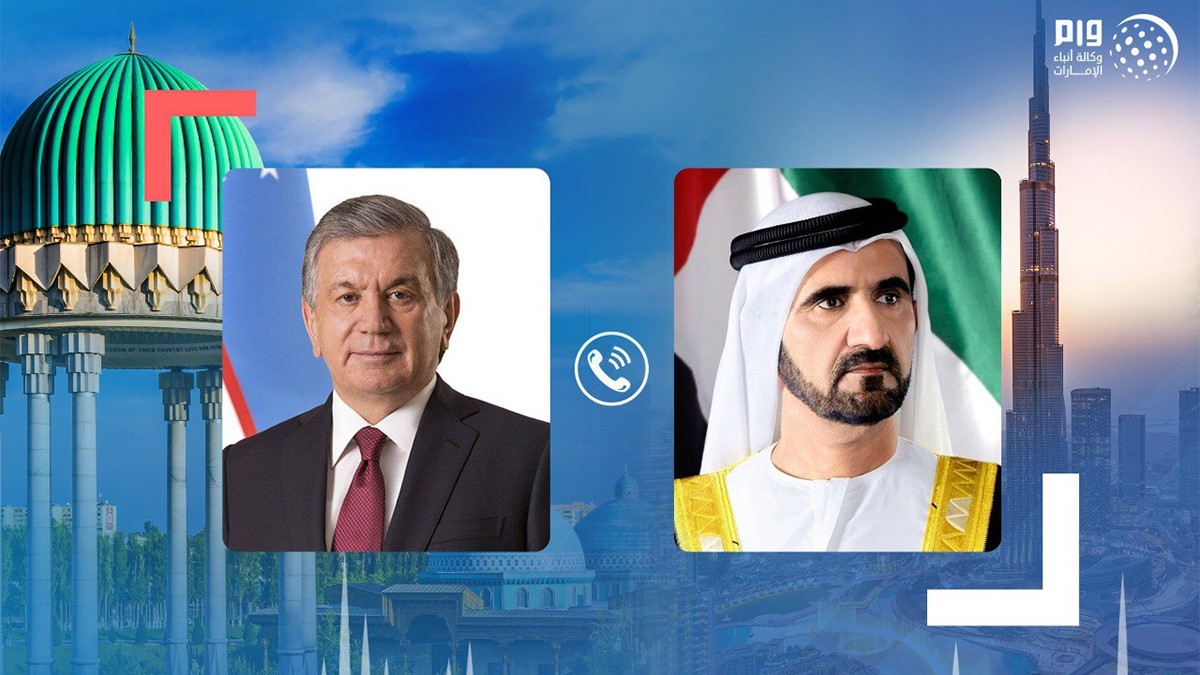 محمد بن راشد يتلقى اتصالاً هاتفياً من رئيس جمهورية أوزبكستان